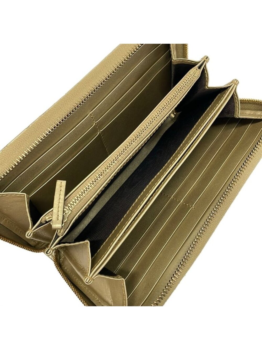 Gucci Wallet Gold Zip Around Leather - Picture 3 of 8